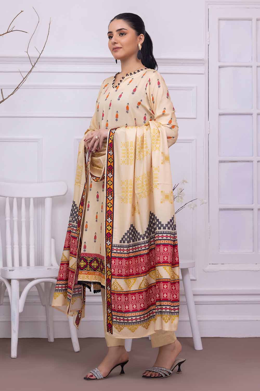 Unstitched Printed Linen Salwar Kameez Suit Gul Ahmed WNS-32228 A