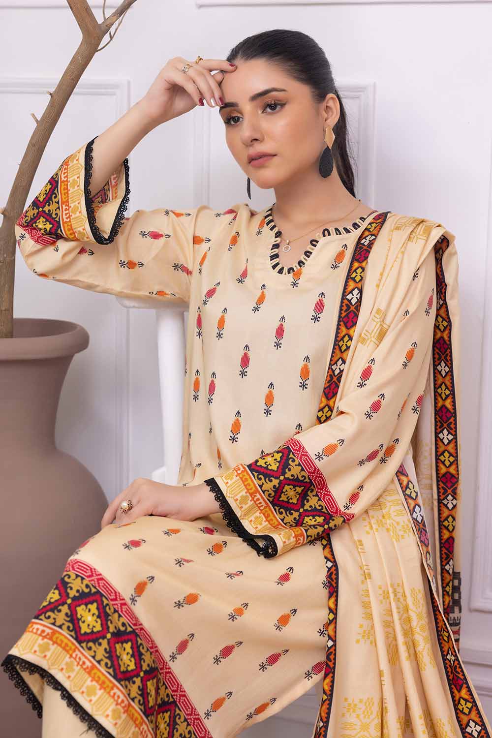 Unstitched Printed Linen Salwar Kameez Suit Gul Ahmed WNS-32228 A