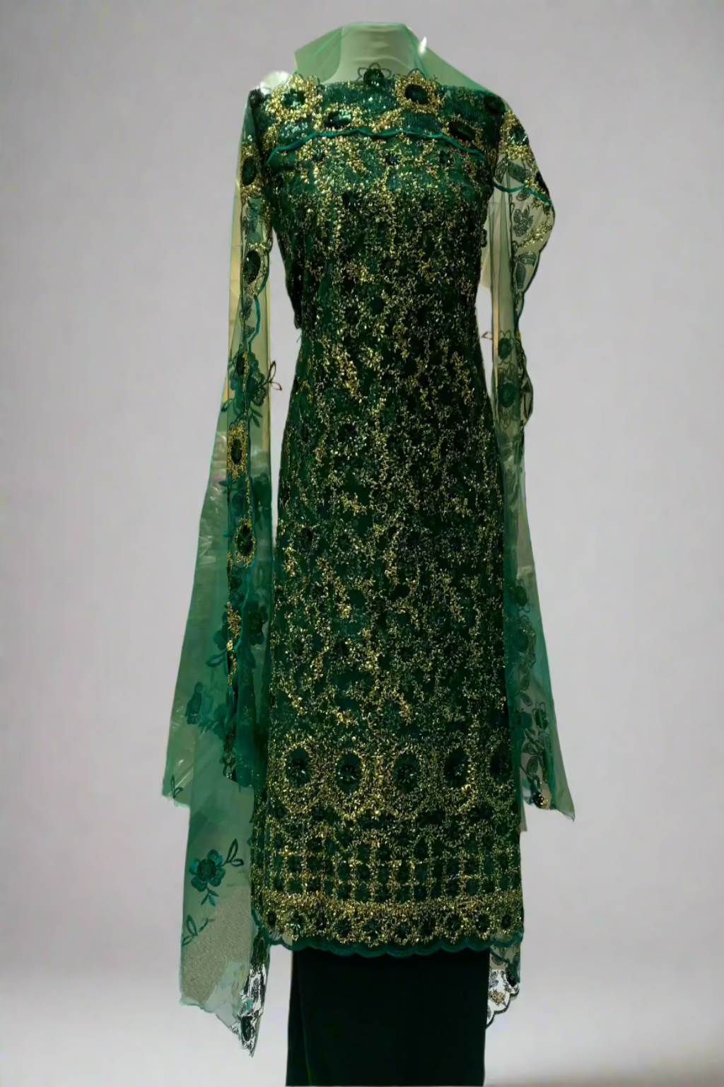 D8 Unstitched Ladies Embroidered Net 4pc Suit