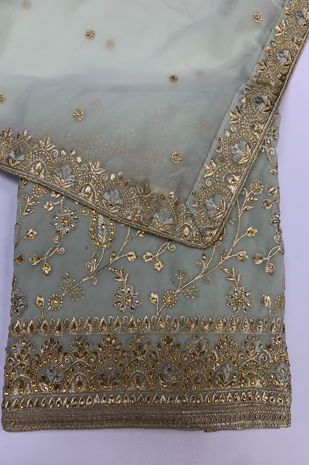 5762 Unstitched Ladies Lurex Embroidery Georgette 4pc Suit