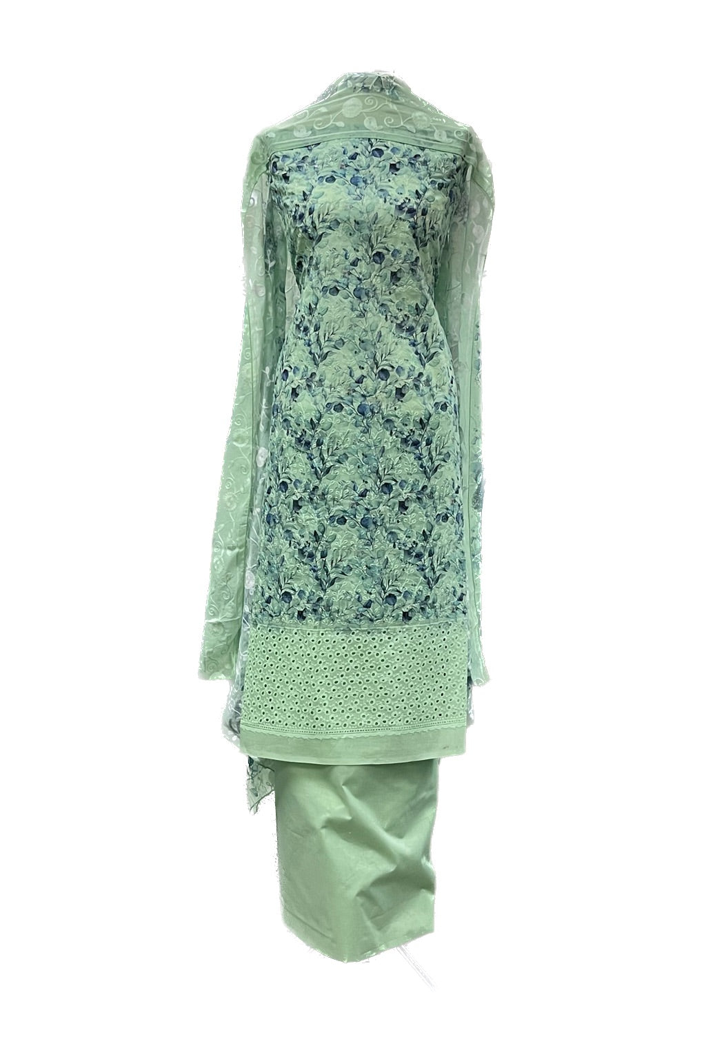 Unstitched Cotton Suit with Embroidered Dupatta Design 11