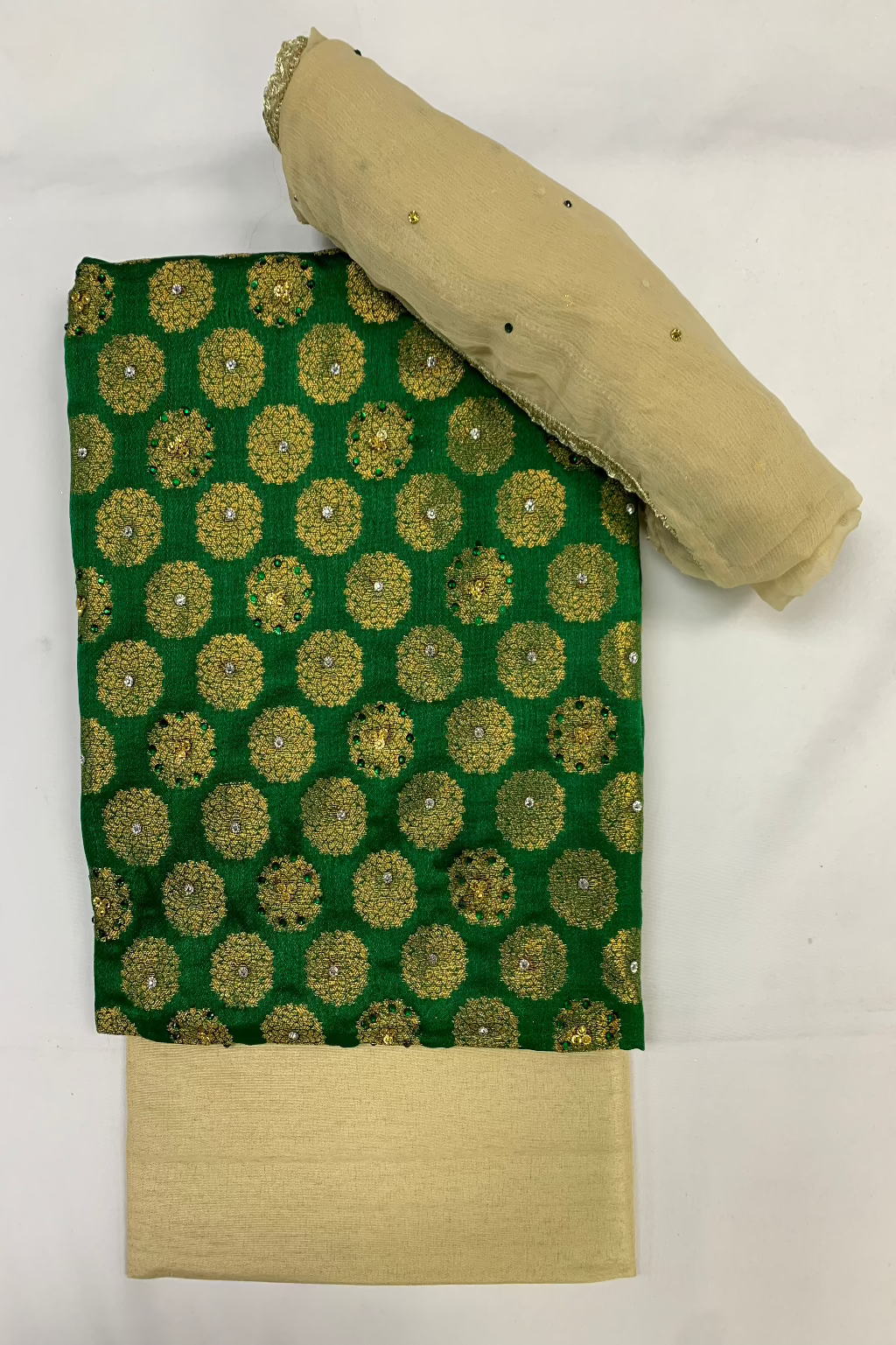 D23 Ladies Banarsi Jacquard Printed 3pc Unstitched Suit