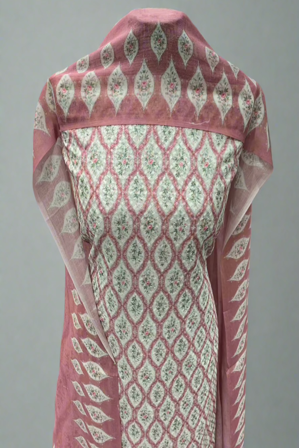 134 Vintage Floral Printed Cotton 3pc Unstitched Suit