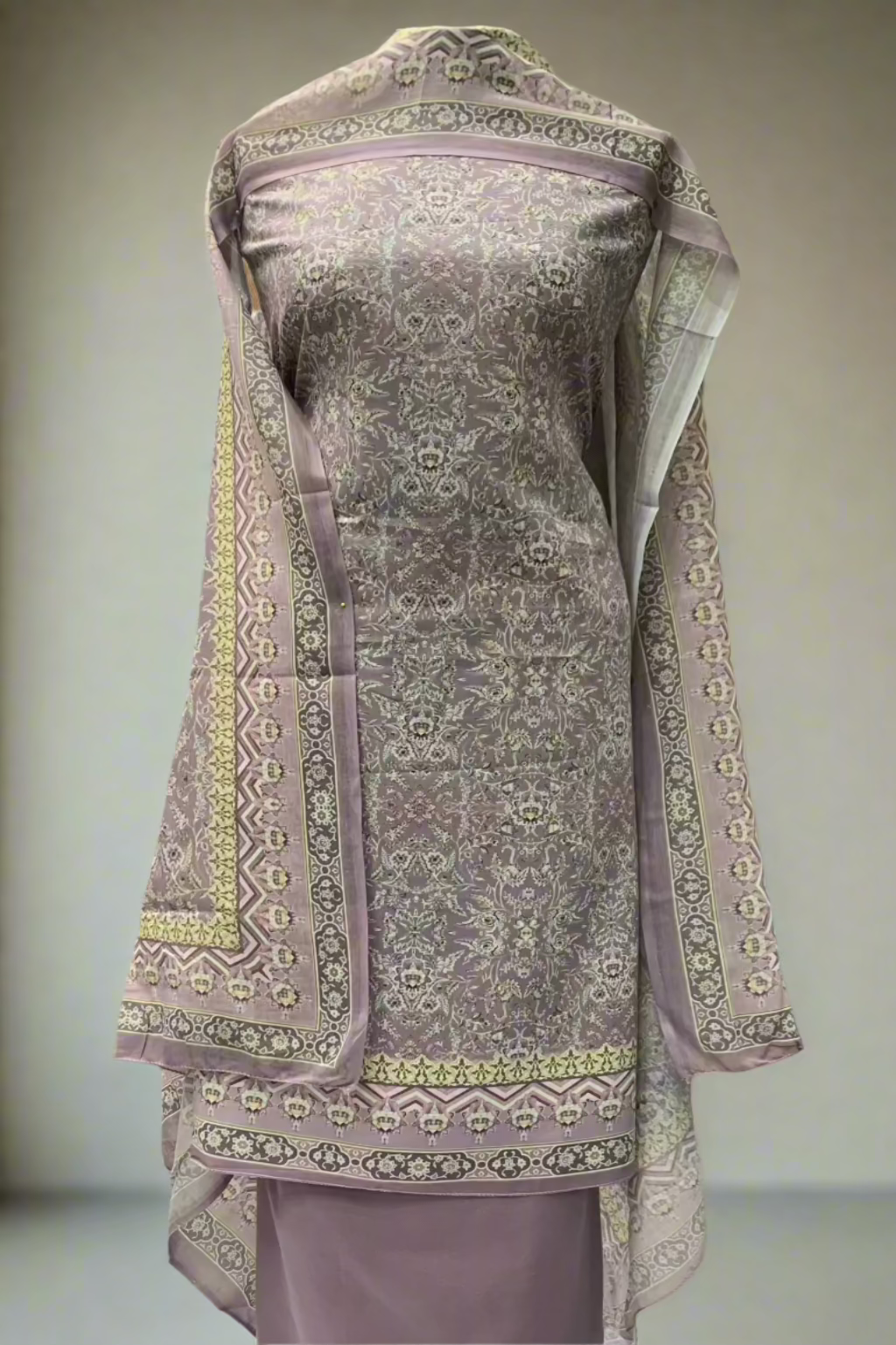 116 Floral Printed Cotton 3pc Unstitched Suit