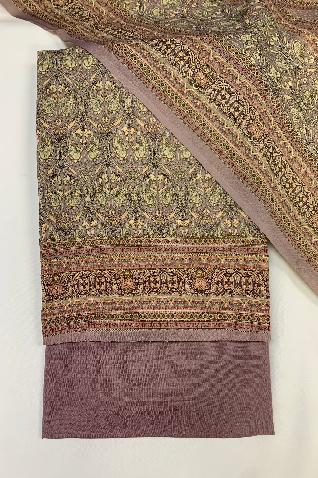 151 Floral Printed Alpine 3pc Warm Unstitched Suit with Border
