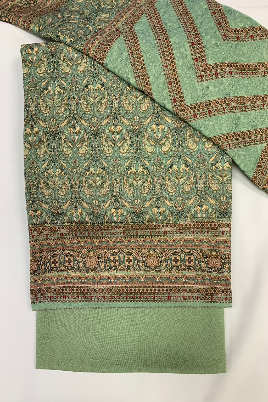 151 Floral Printed Alpine 3pc Warm Unstitched Suit with Border