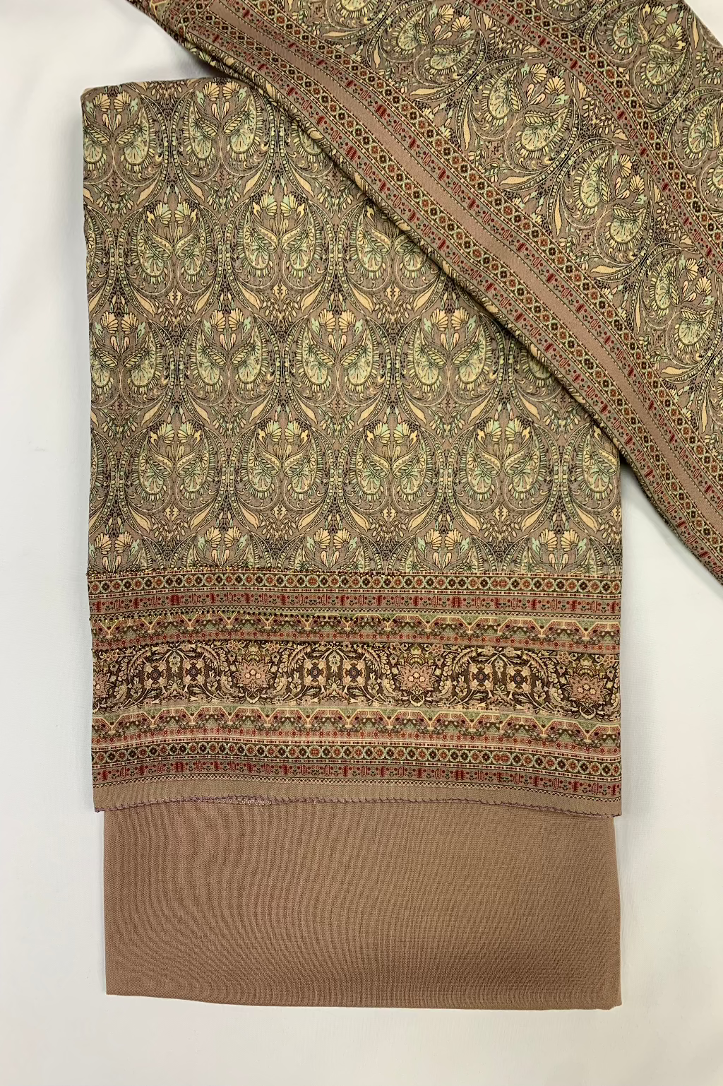 151 Floral Printed Alpine 3pc Warm Unstitched Suit with Border