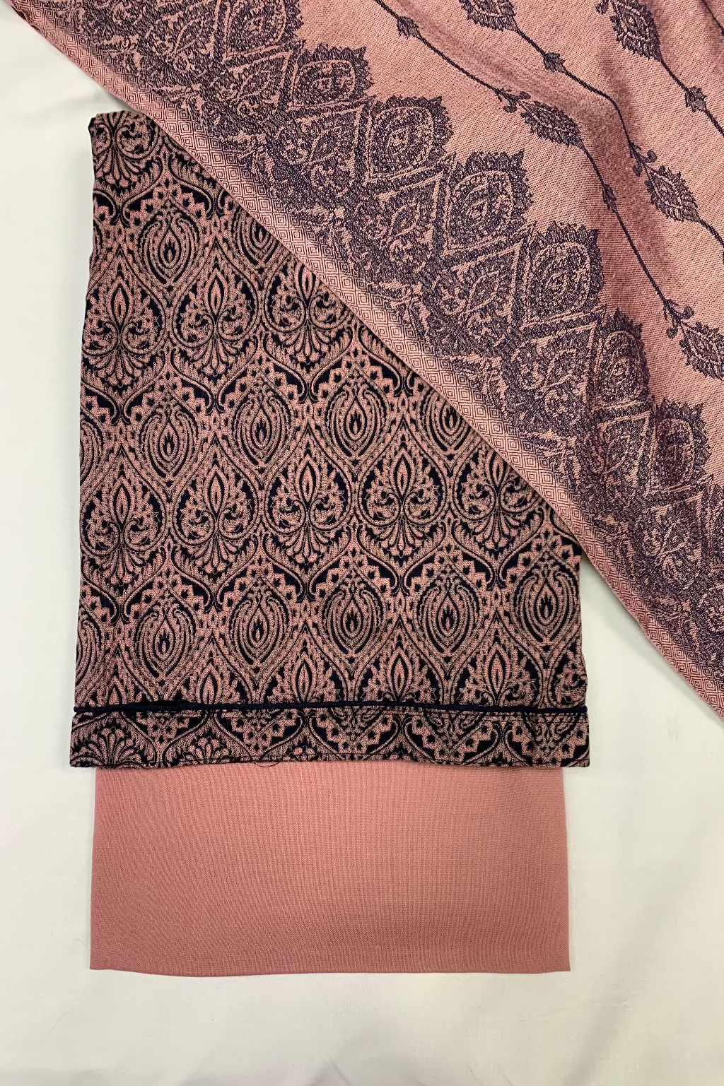 186 Floral Printed Alpine 3pc Warm Unstitched Suit with Border