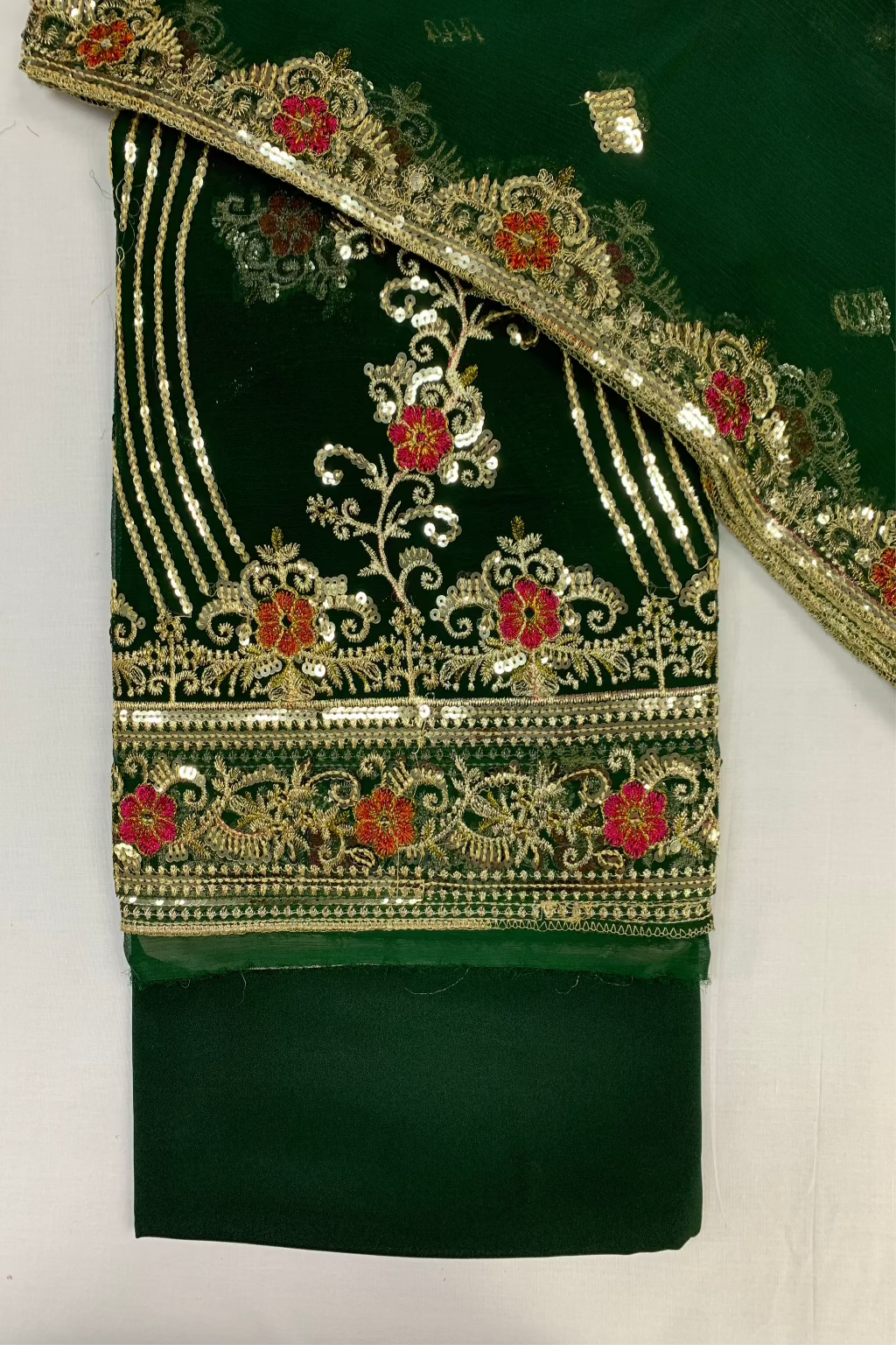 D25 Sequin Embroidery Crinkle Chiffon 4pc Unstitched Suit