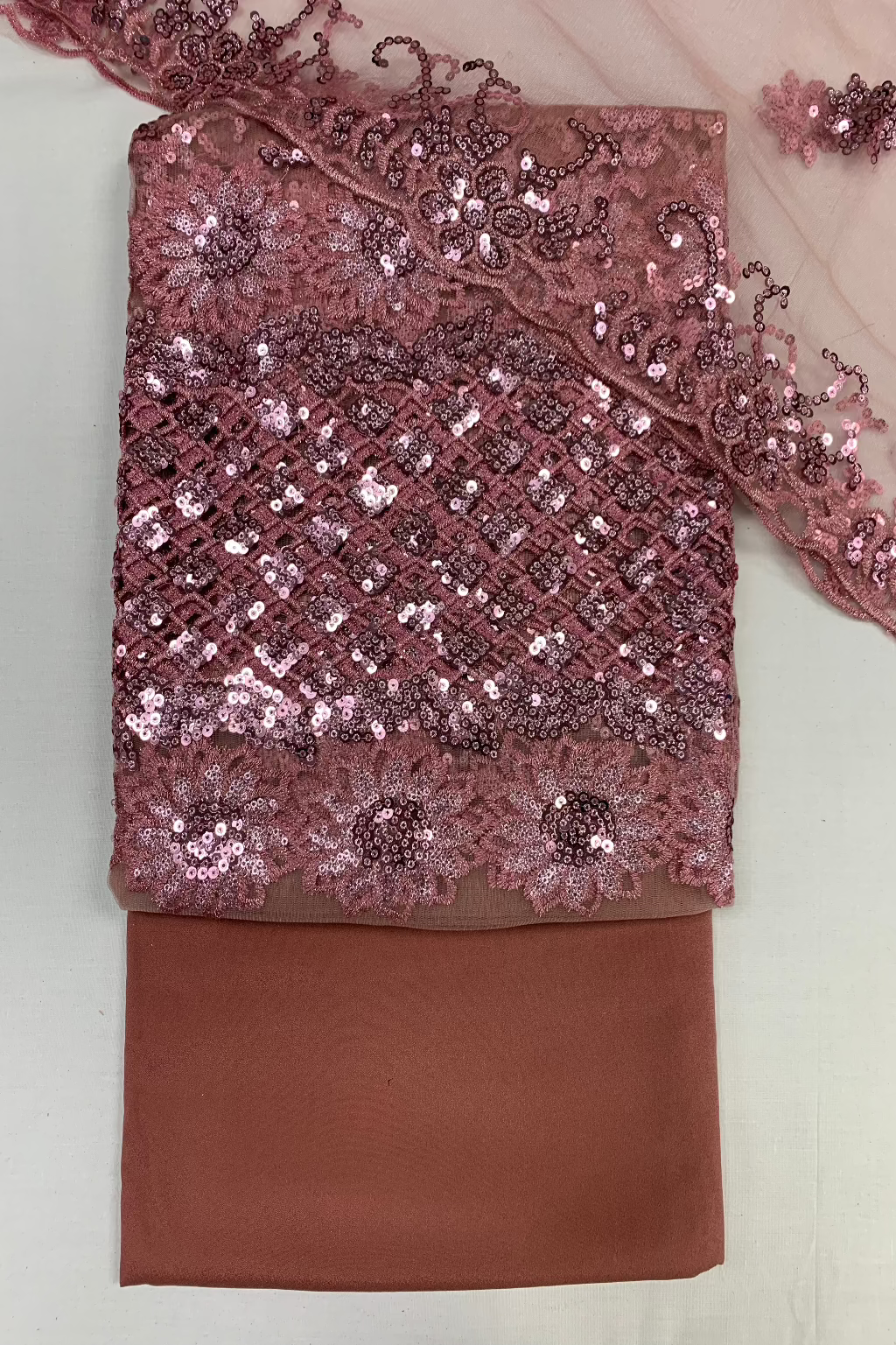 D26 Floral Sequin Embroidery Net 4pc Unstitched Suit
