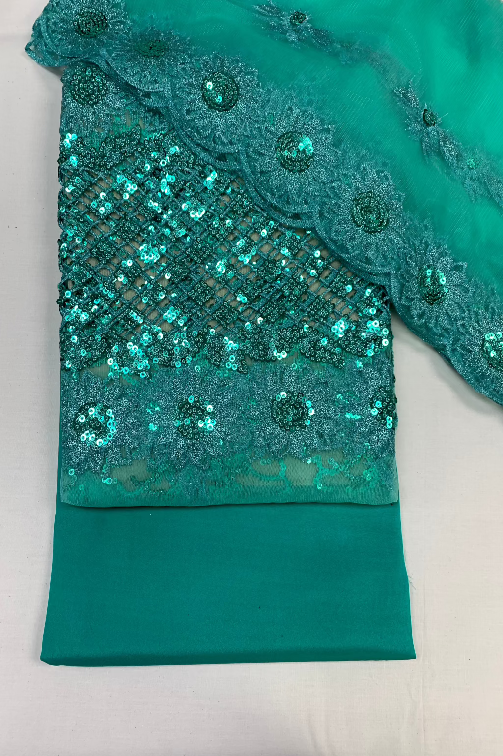 D26 Floral Sequin Embroidery Net 4pc Unstitched Suit