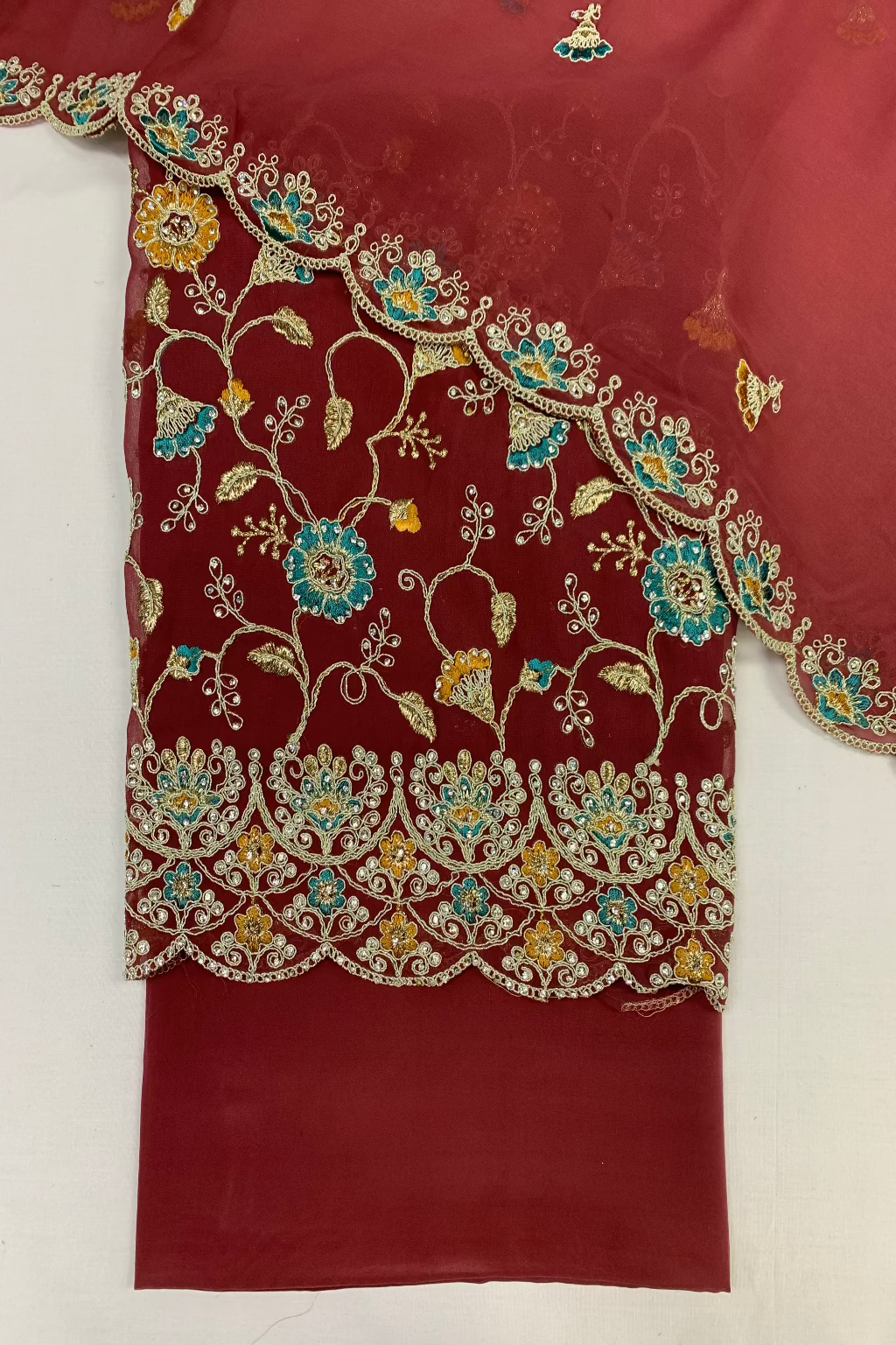 162 Sequin Embroidery Georgette 4pc Unstitched Suit