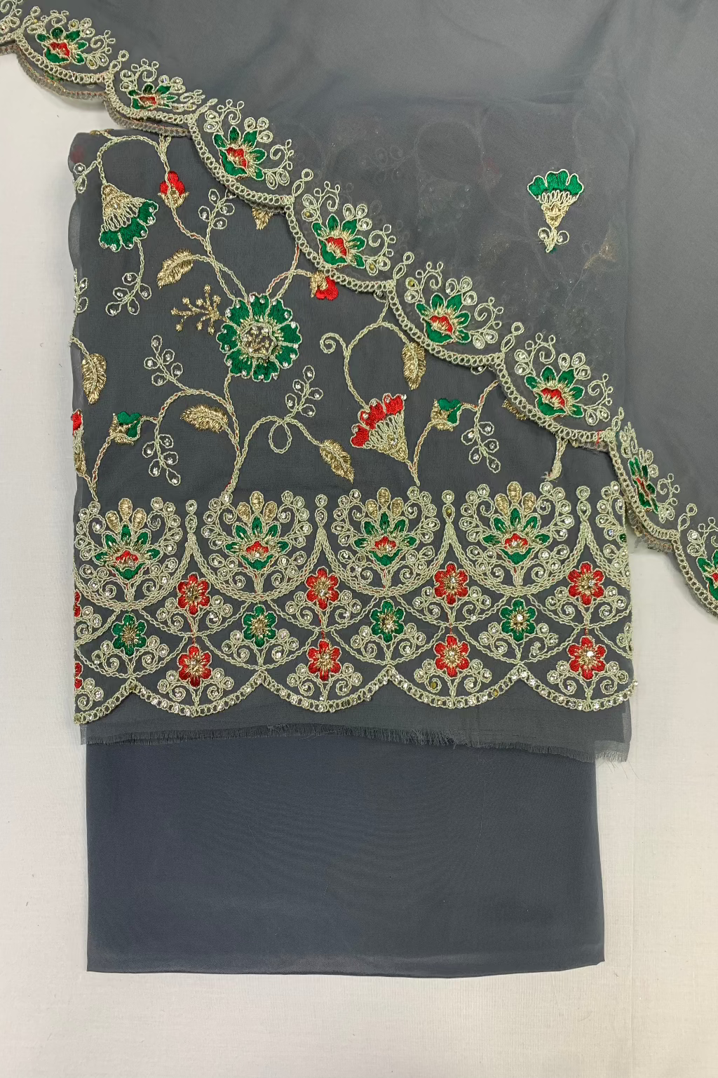 162 Sequin Embroidery Georgette 4pc Unstitched Suit