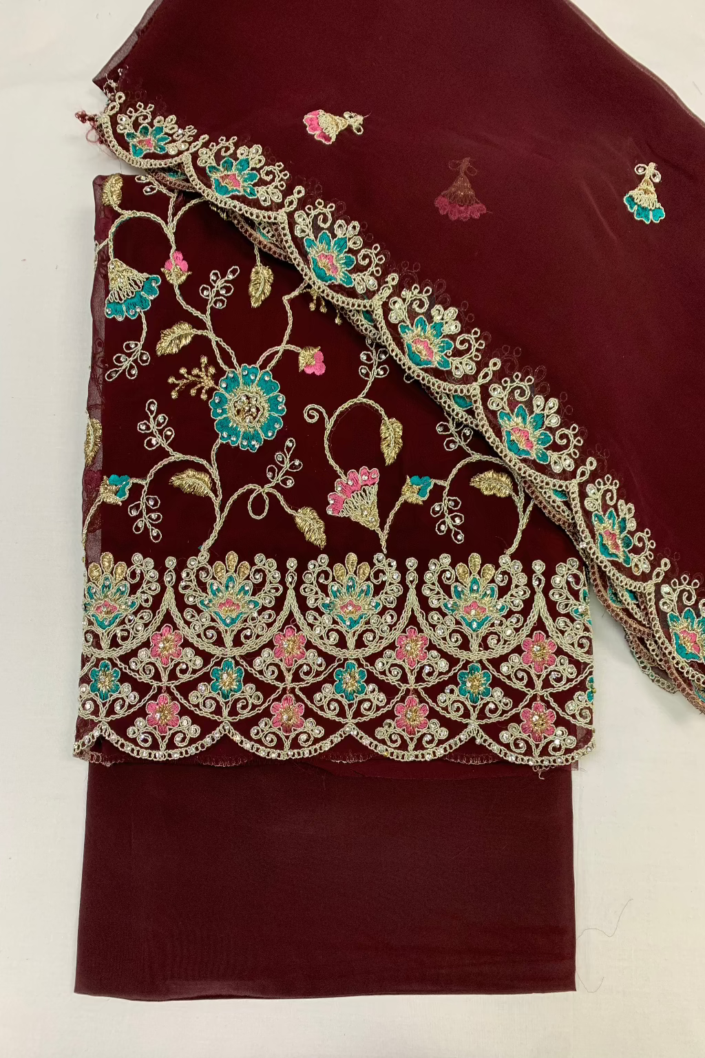 162 Sequin Embroidery Georgette 4pc Unstitched Suit