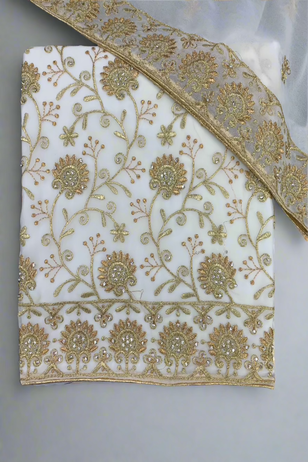 167 Gold Embroidery Georgette 4pc Unstitched Suit