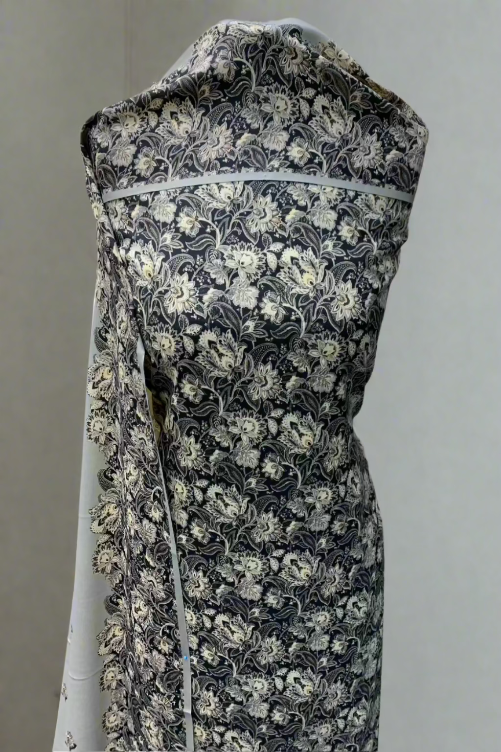 141 Floral Print Alpine 3pc Warm Unstitched Suit with Embroidered Border