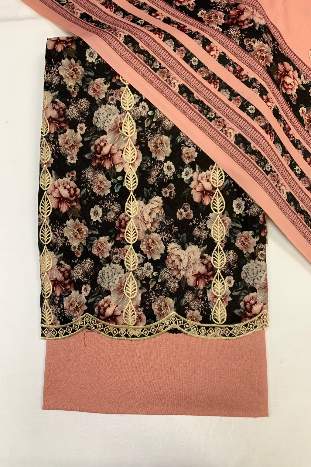 155 Floral Print Embroidered Alpine 3pc Warm Unstitched Suit