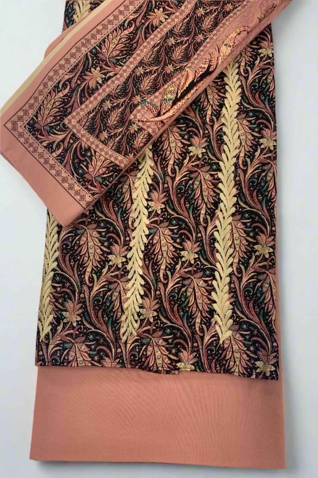 153 Leaf Print Embroidered Alpine 3pc Warm Unstitched Suit