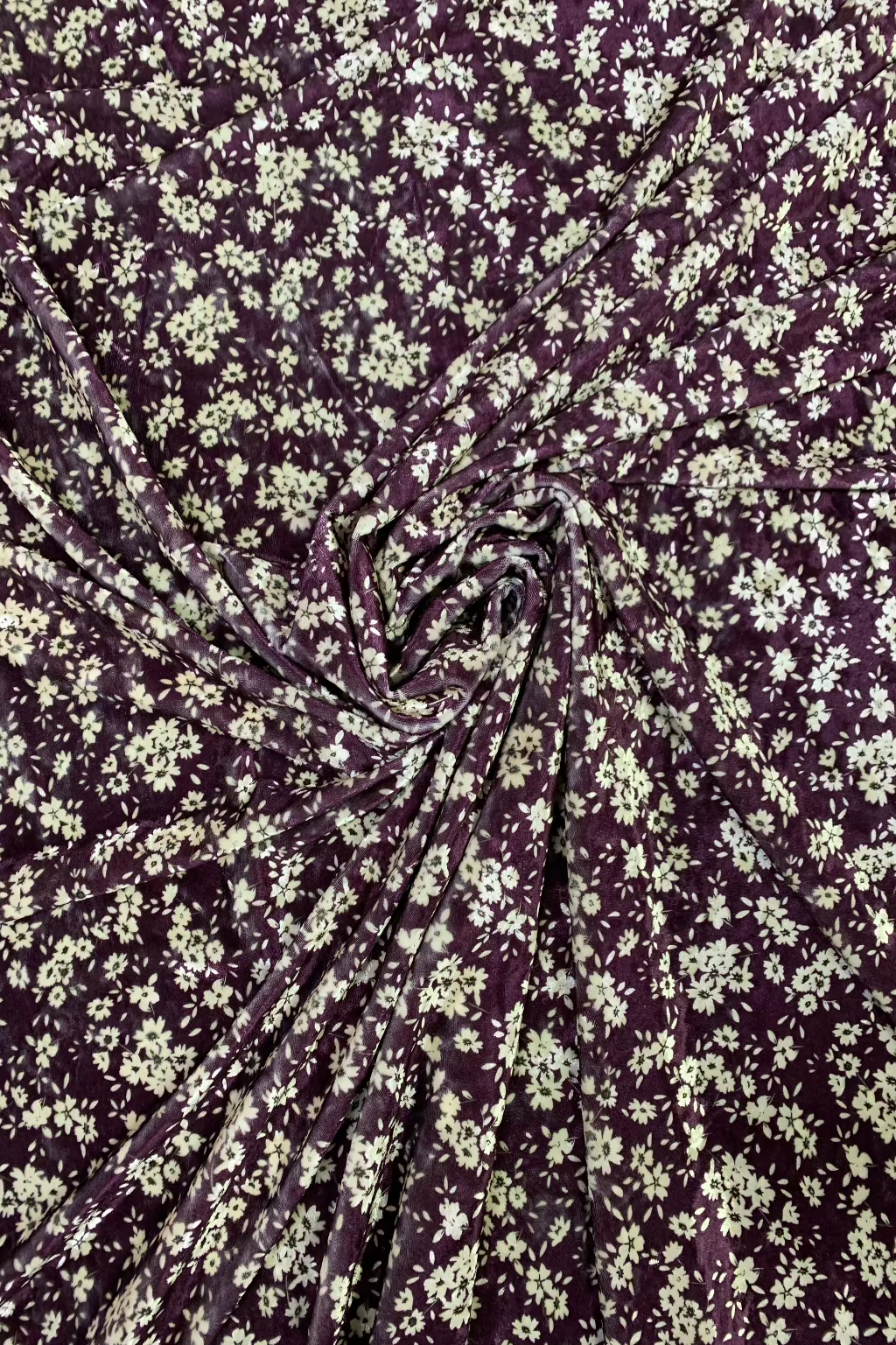 Floral Print Spandex Velvet Loose Fabric Per Metre