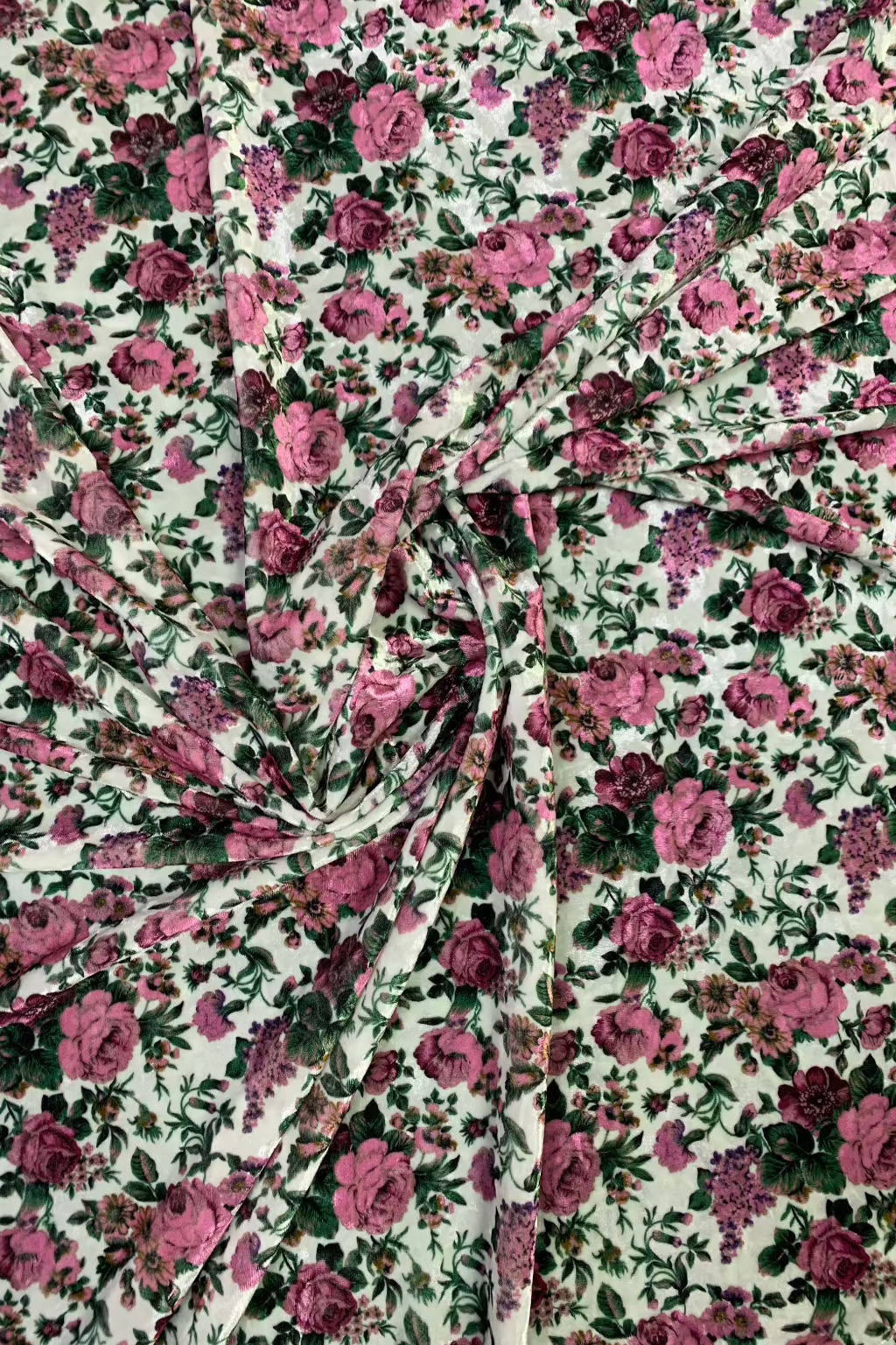 Floral Print Spandex Velvet Loose Fabric Per Metre
