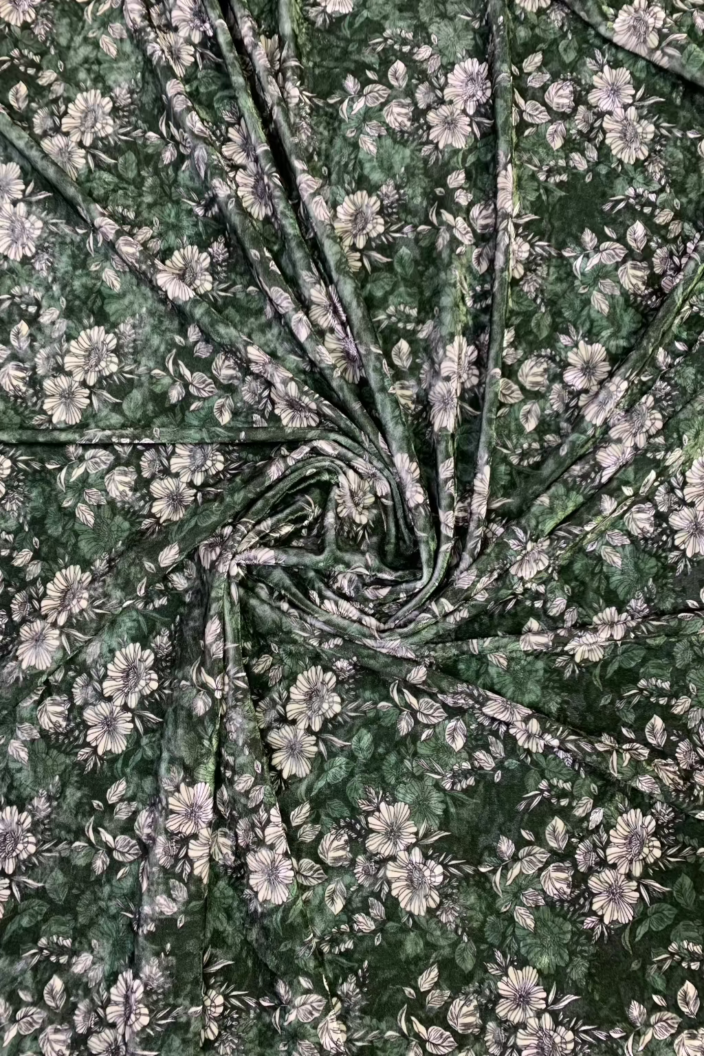 Floral Print Spandex Velvet Loose Fabric Per Metre