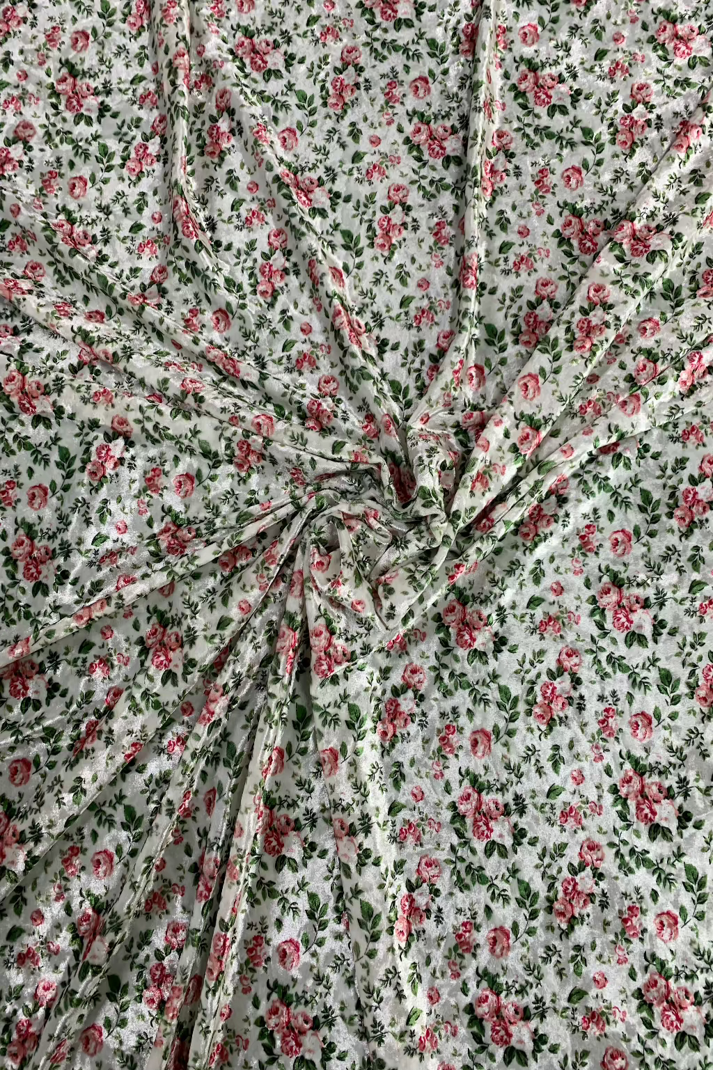 Floral Print Spandex Velvet Loose Fabric Per Metre