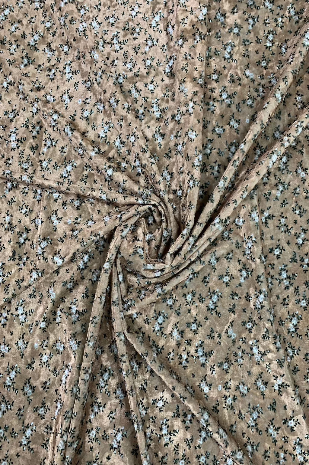 Floral Print Spandex Velvet Loose Fabric Per Metre