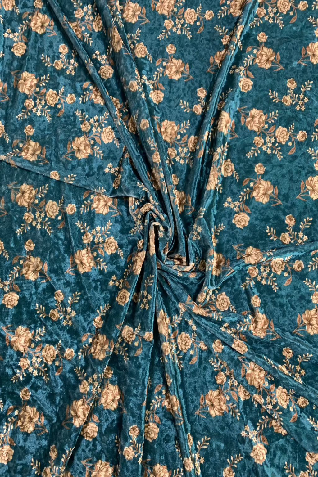 Floral Print Spandex Velvet Loose Fabric Per Metre