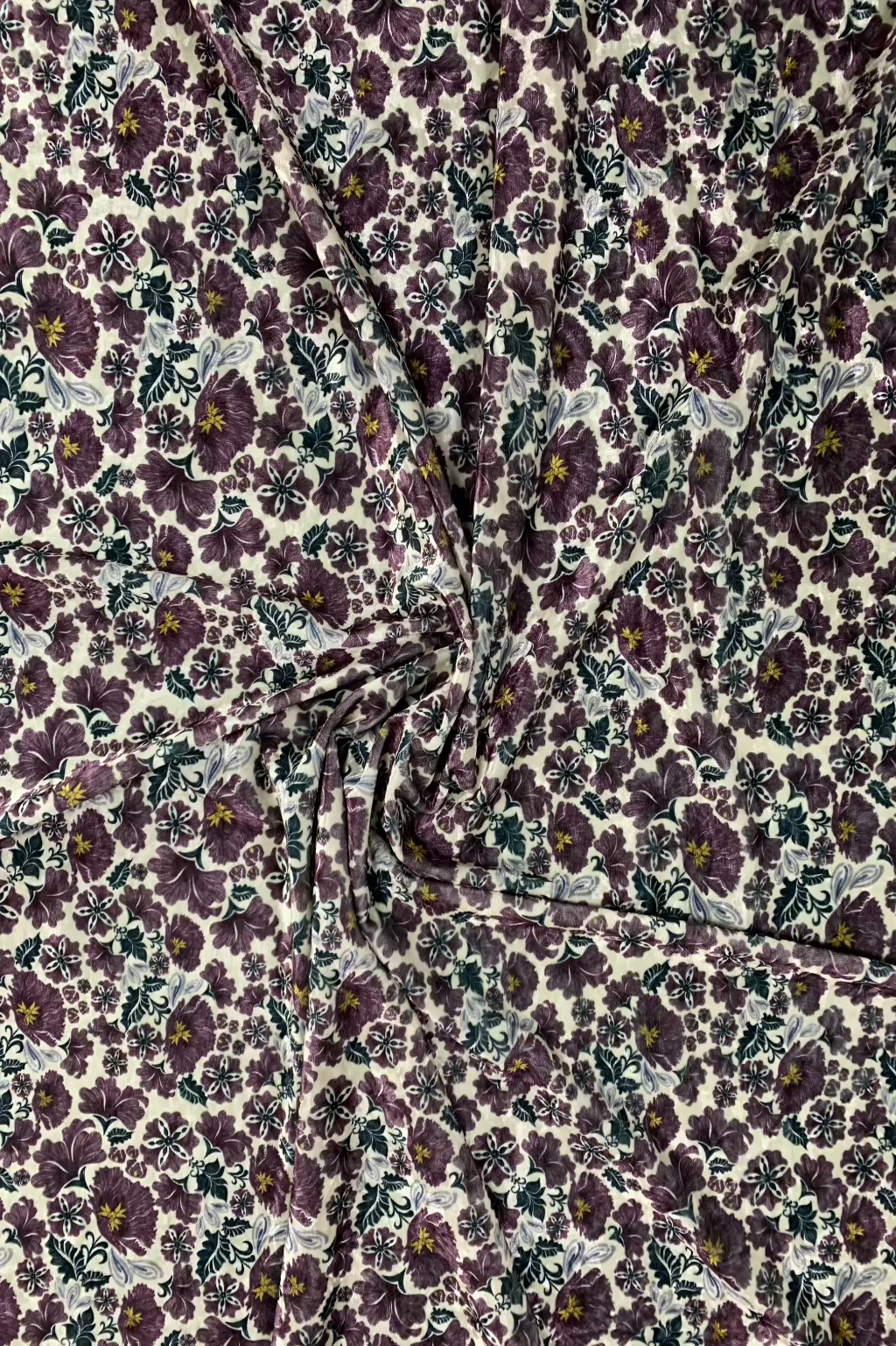 Floral Print Spandex Velvet Loose Fabric Per Metre