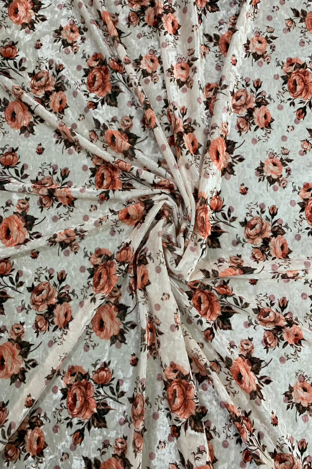 Floral Print Spandex Velvet Loose Fabric Per Metre