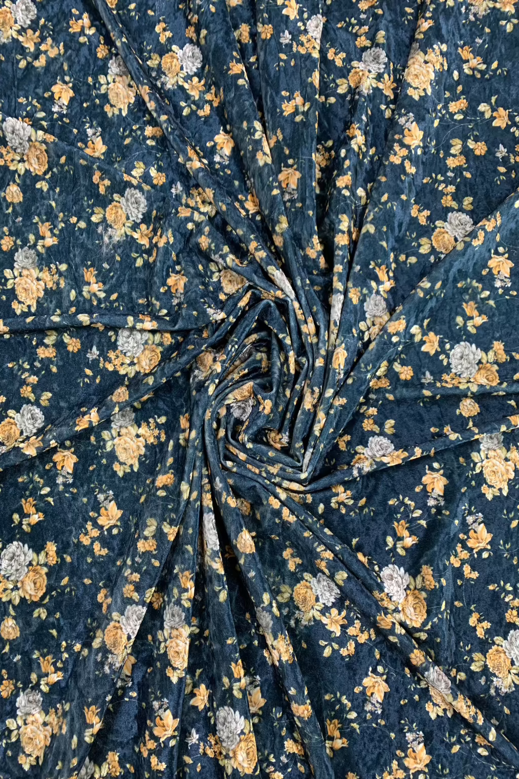 Floral Print Spandex Velvet Loose Fabric Per Metre