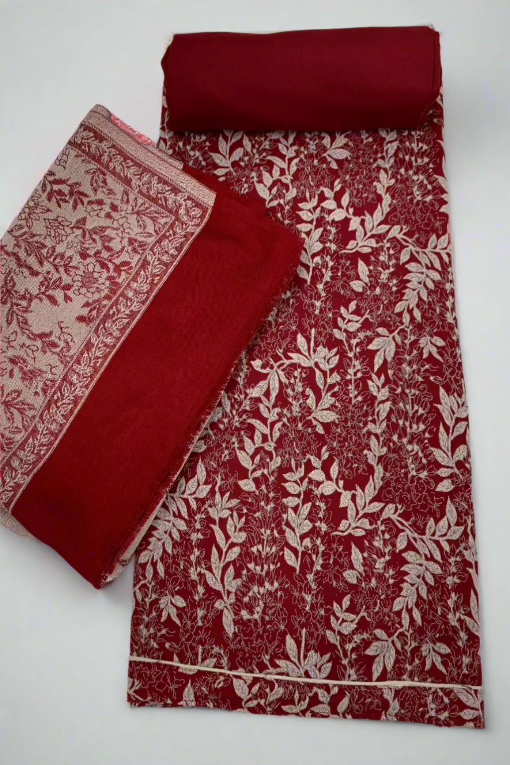 189 Leaf Print Alpine 3pc Warm Unstitched Suit