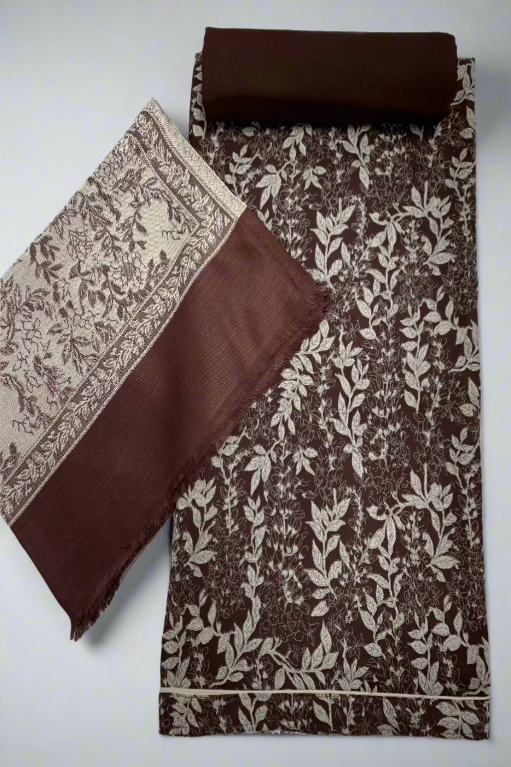 189 Leaf Print Alpine 3pc Warm Unstitched Suit