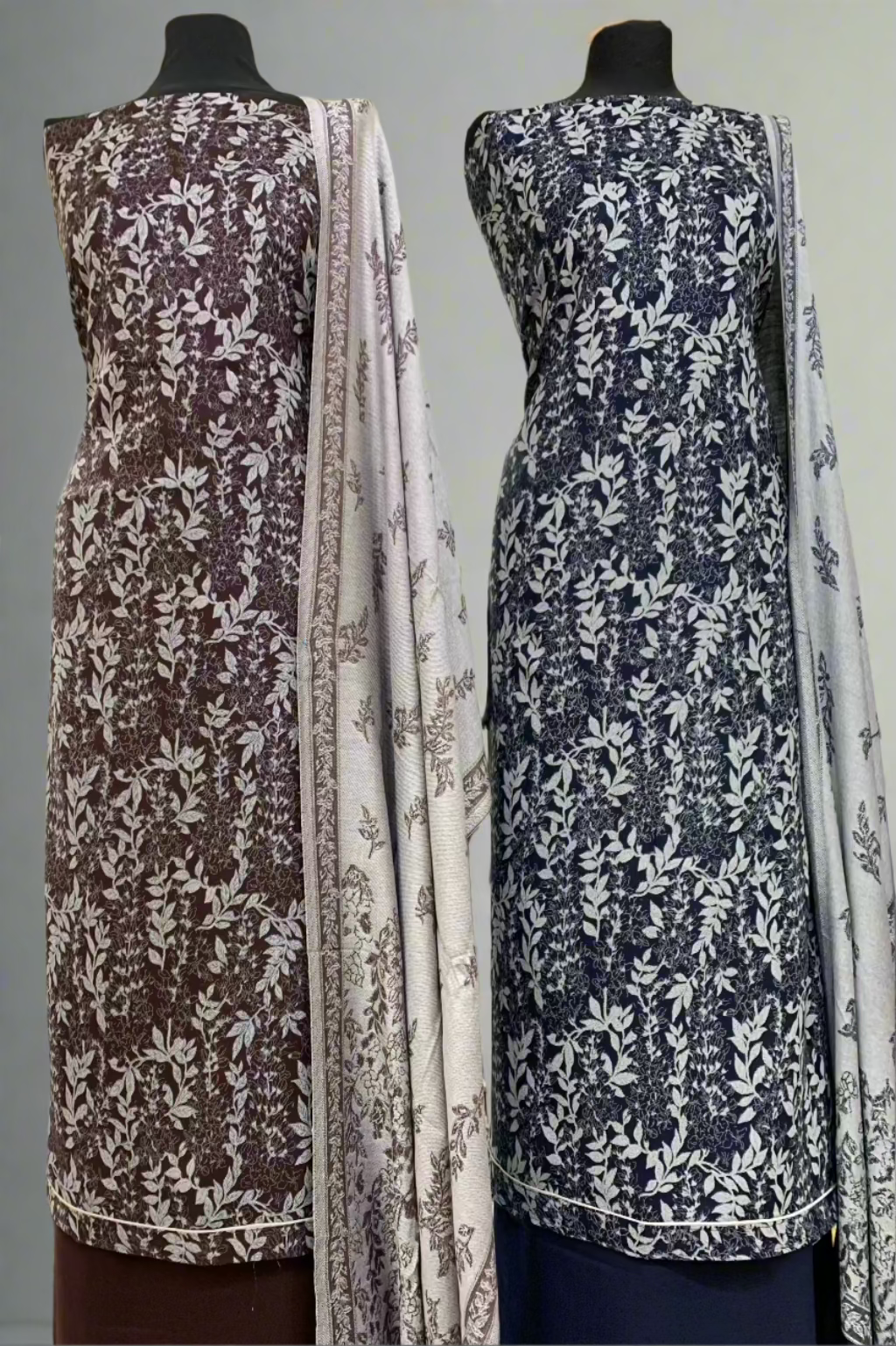 189 Leaf Print Alpine 3pc Warm Unstitched Suit