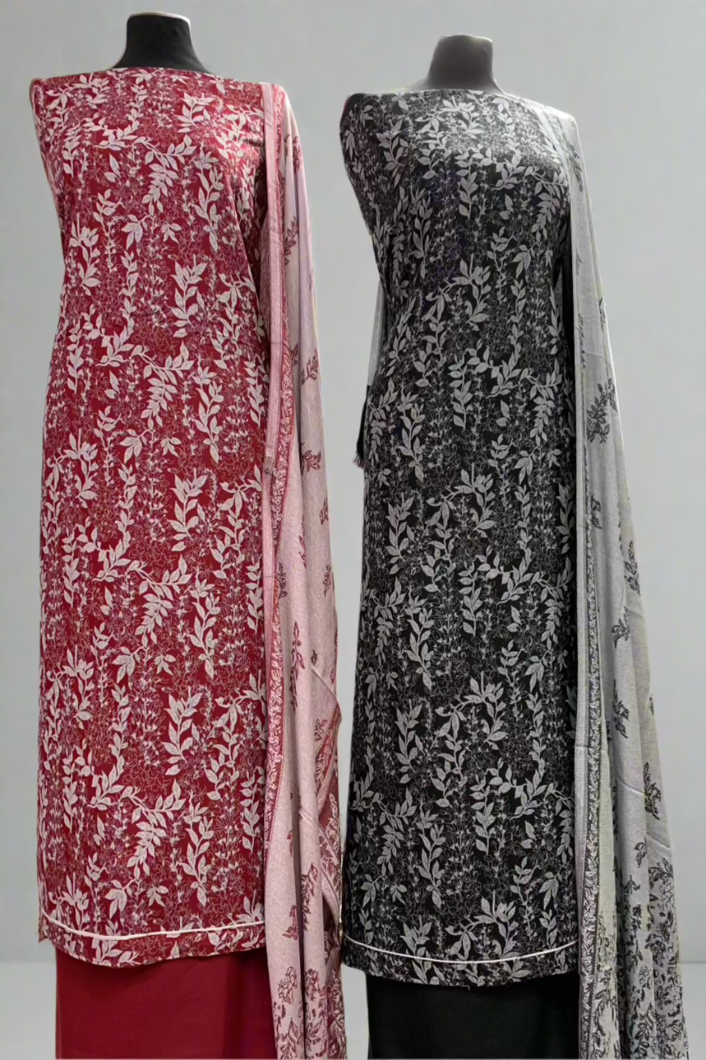 189 Leaf Print Alpine 3pc Warm Unstitched Suit