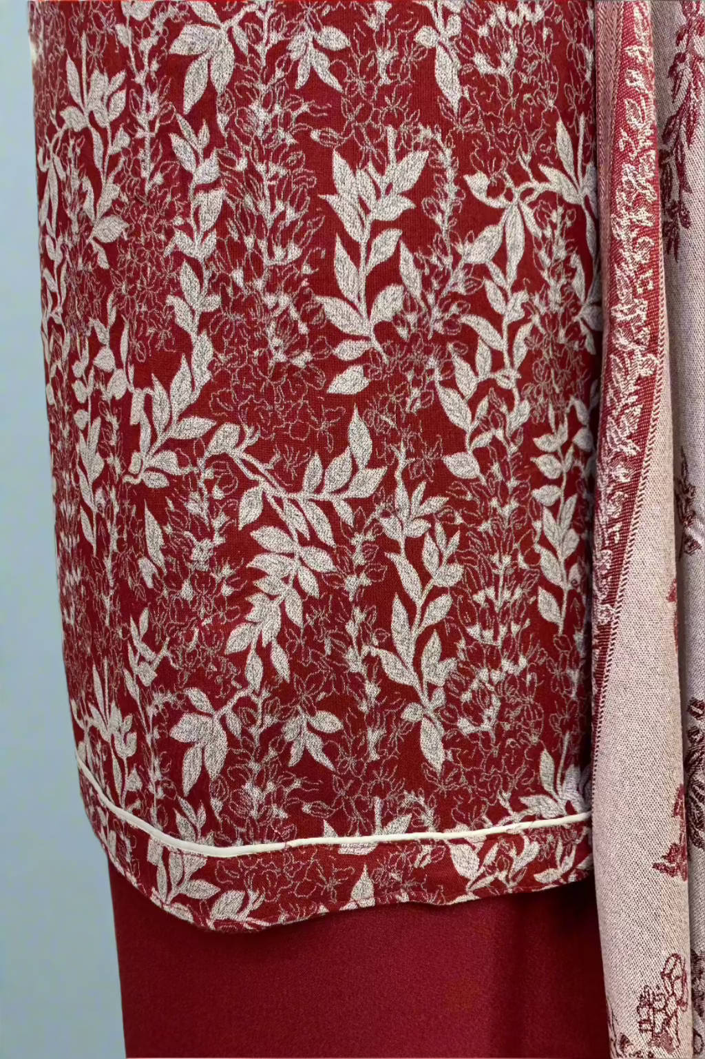189 Leaf Print Alpine 3pc Warm Unstitched Suit