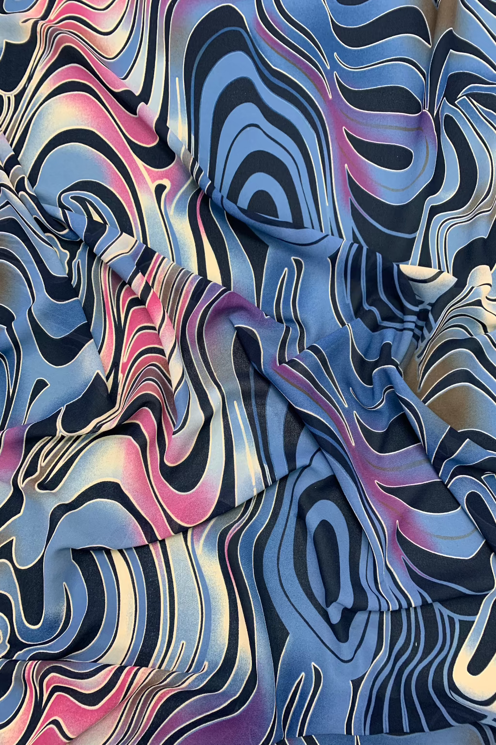Navy Swirl Print Georgette Loose Fabric £1 Per Metre