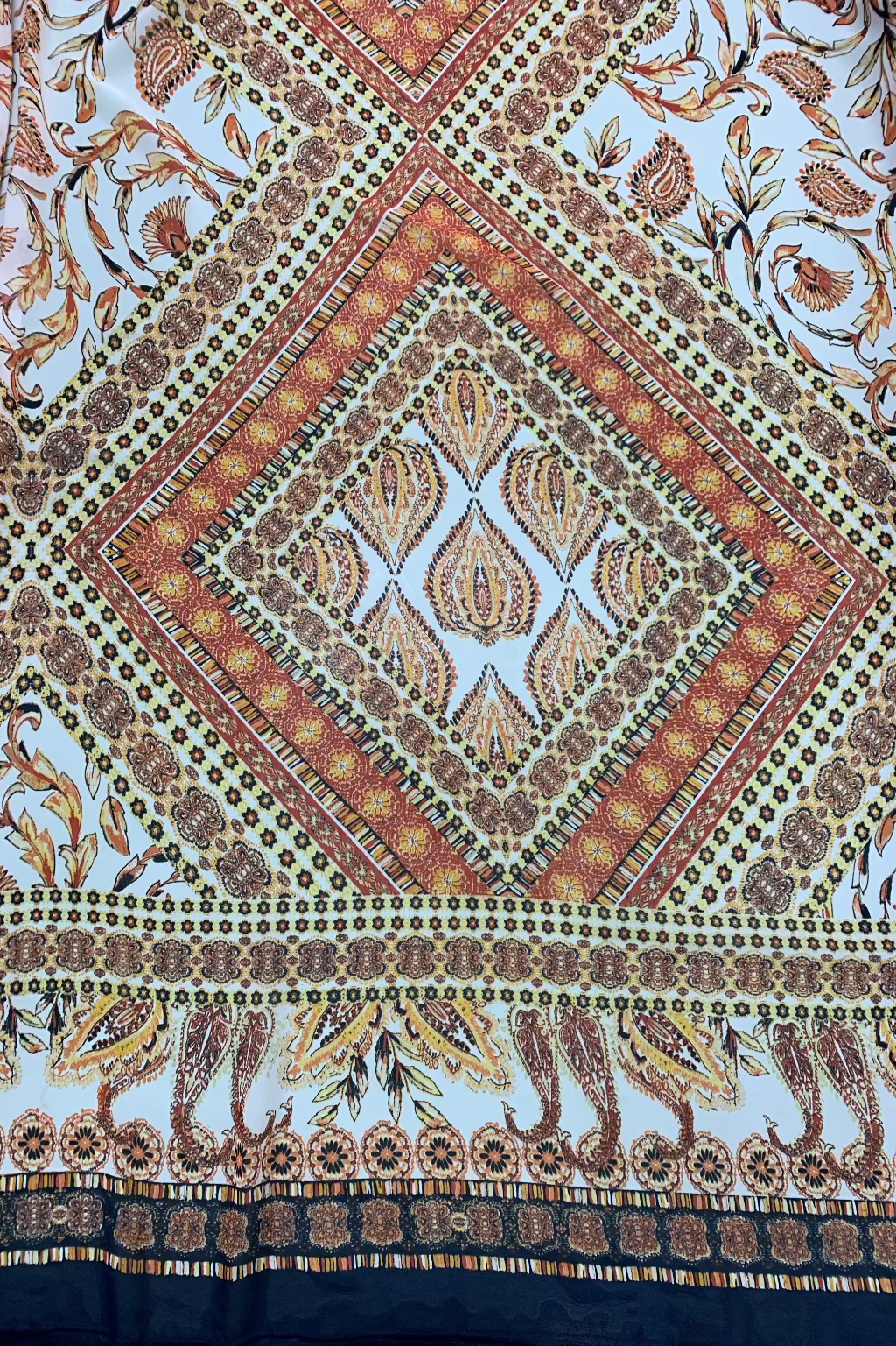 Brown Paisley Leaf Print Chiffon Loose Fabric £1 Per Metre