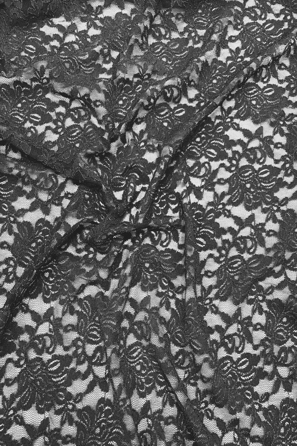 Black Floral Net Loose Fabric Per Metre