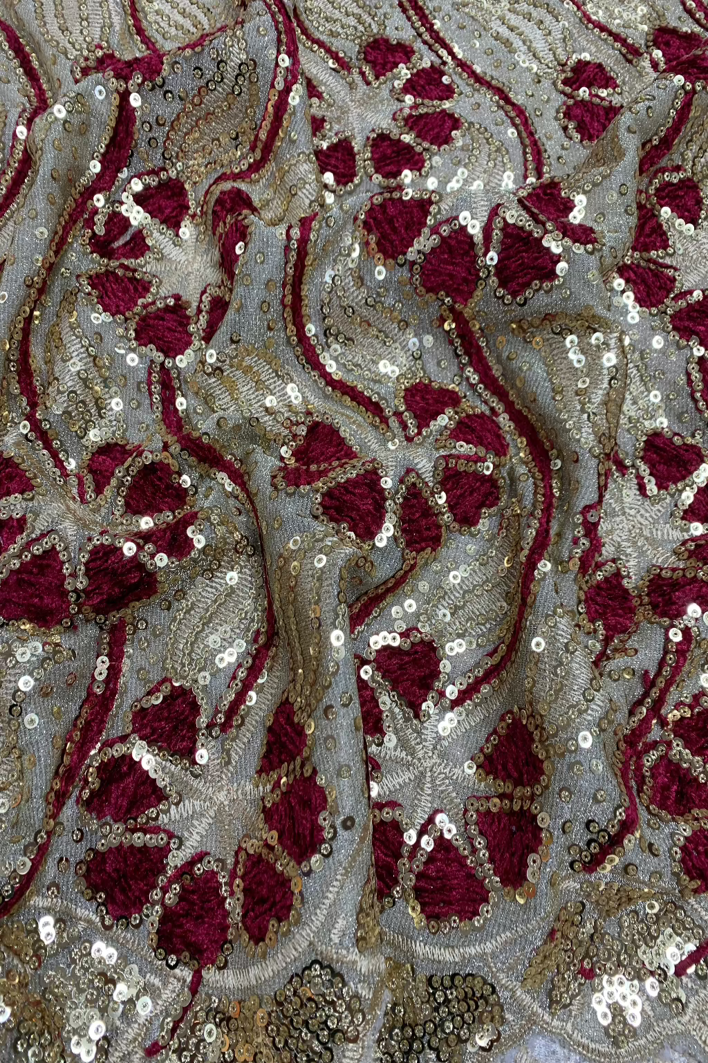 Embroidered Sequin Moonlight Loose Fabric Per Metre