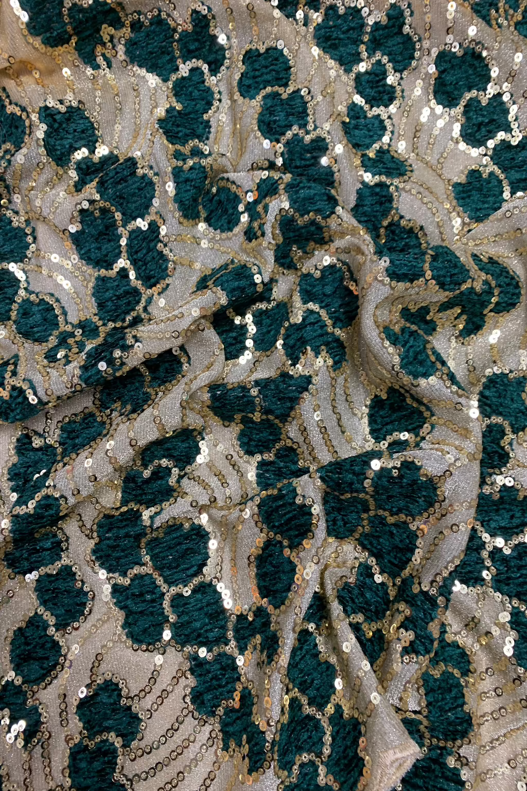 Embroidered Sequin Moonlight Loose Fabric Per Metre