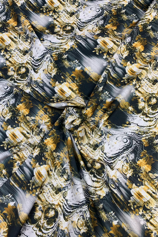 Digital Floral Print Crepe Loose Fabric £1 Per Metre