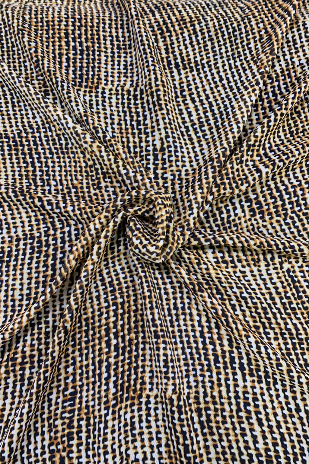 Brown Abstract Print Chiffon Loose Fabric £1 Per Metre