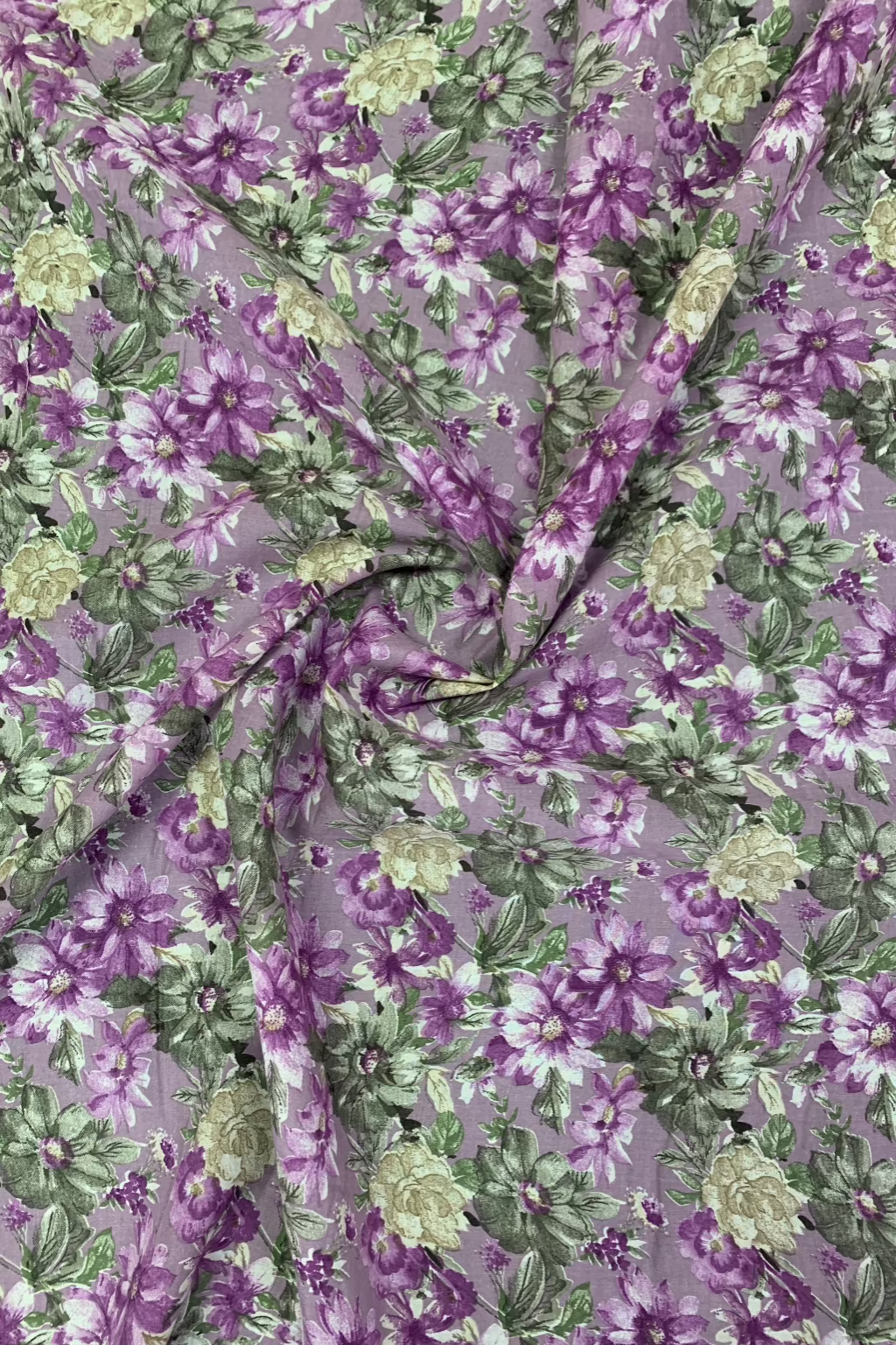D57 Flower Printed Polycotton Loose Fabric Per Metre
