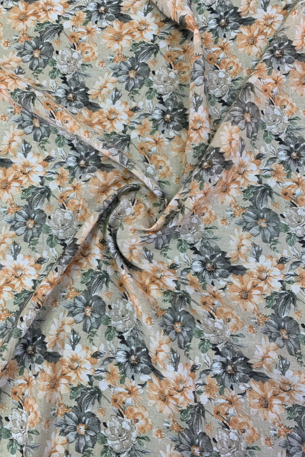 D57 Flower Printed Polycotton Loose Fabric Per Metre