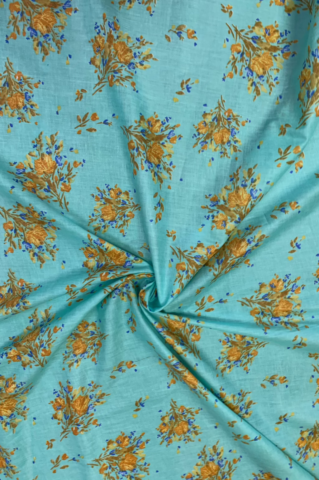 D60 Floral Bunch Print Polycotton Loose Fabric Per Metre