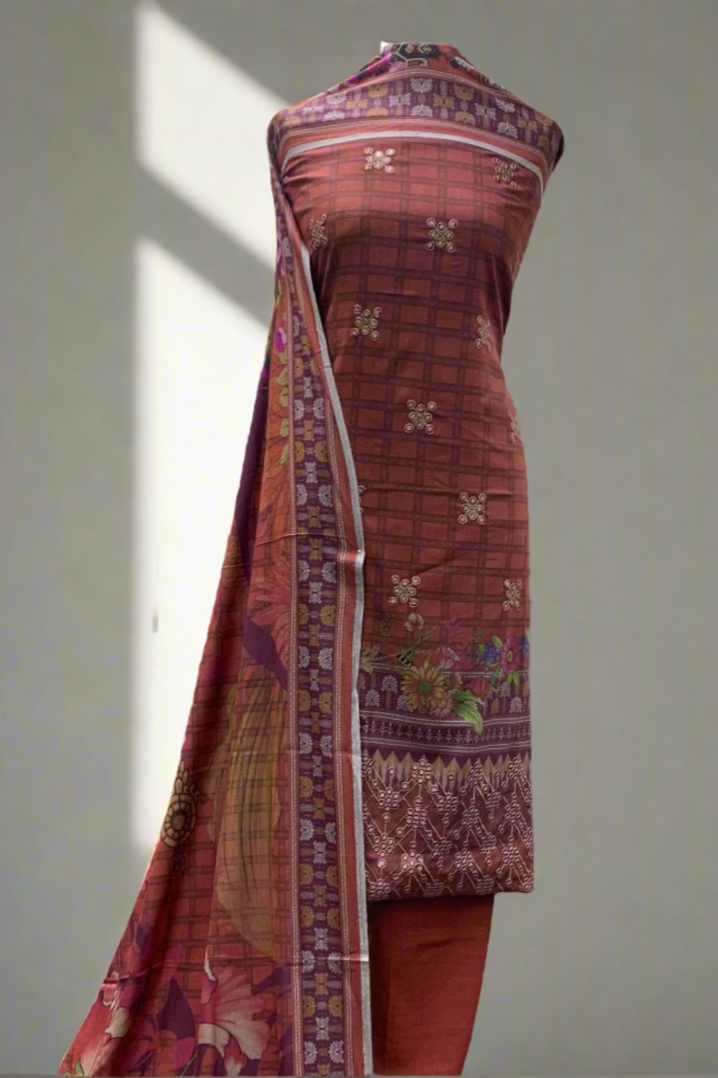 NF1 Floral Embroidery Printed Alpine 3pc Unstitched Warm Suit