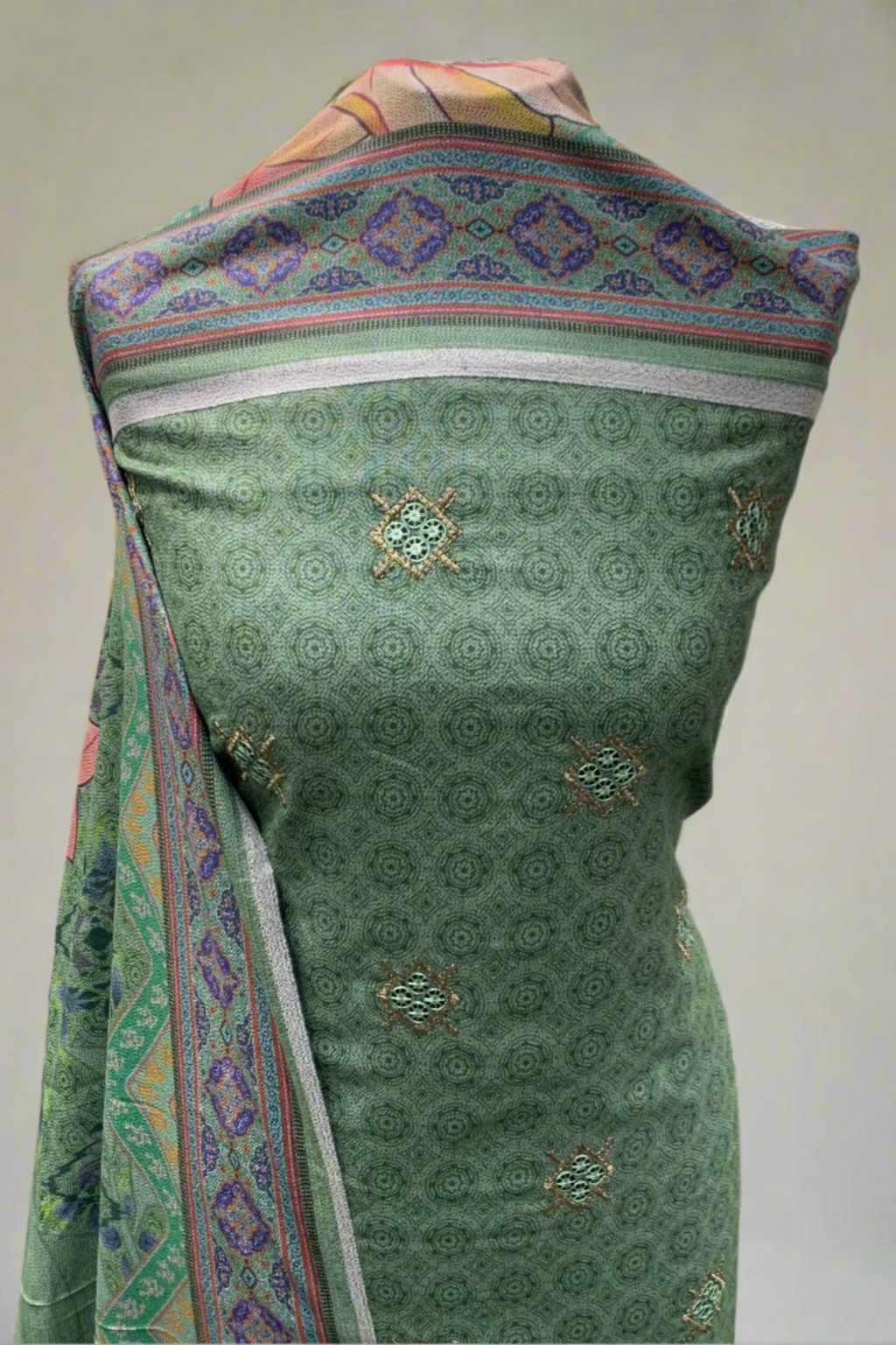 NF1 Floral Embroidery Printed Alpine 3pc Unstitched Warm Suit