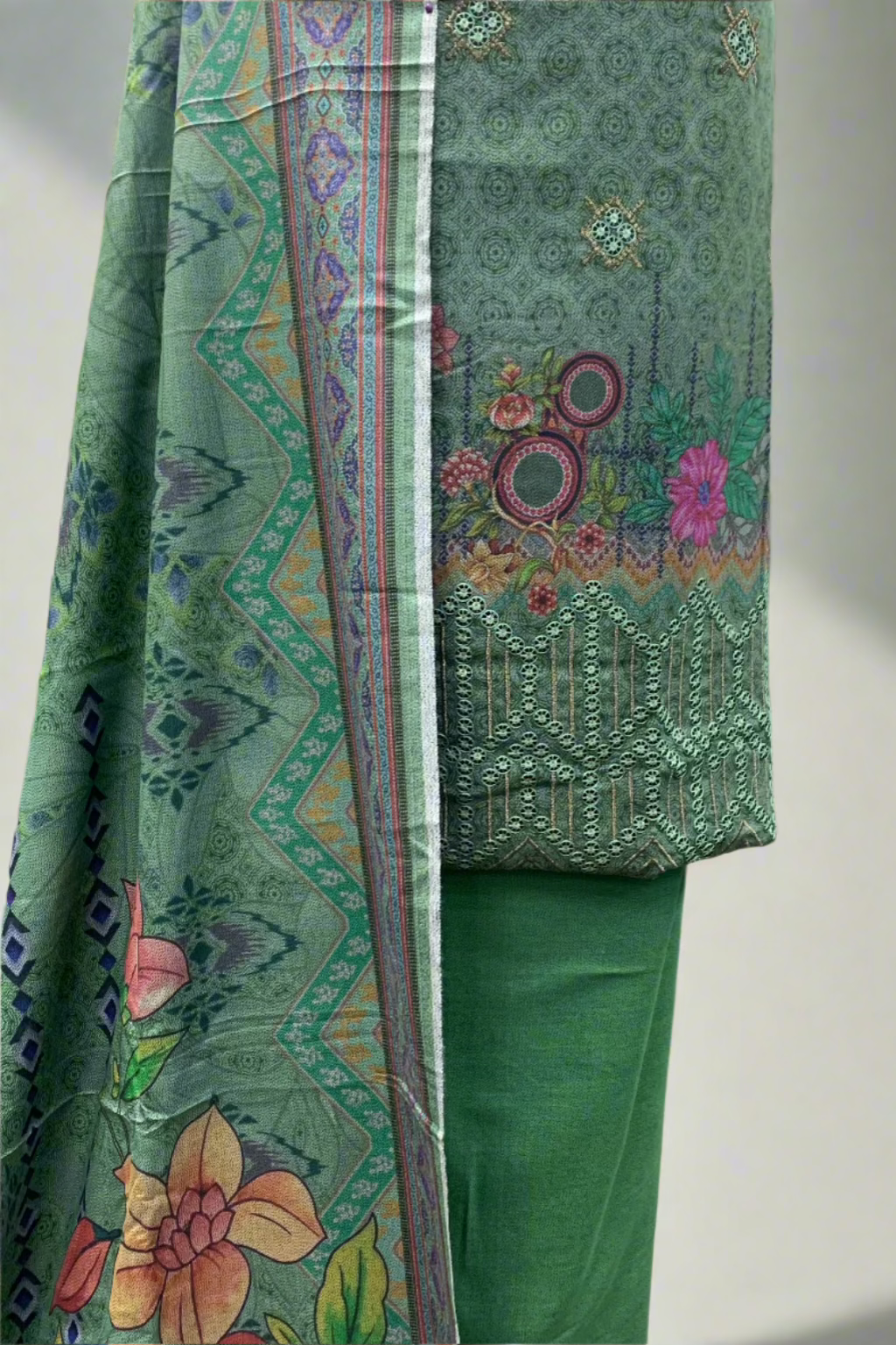 NF1 Floral Embroidery Printed Alpine 3pc Unstitched Warm Suit