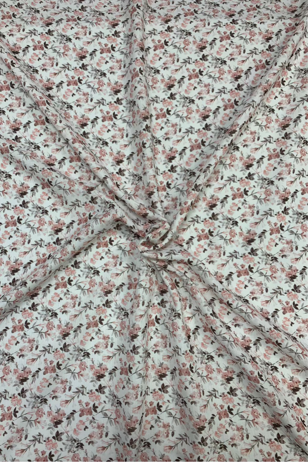 D64 Ditsy Floral Print Ocean Crepe Loose Fabric Per Metre